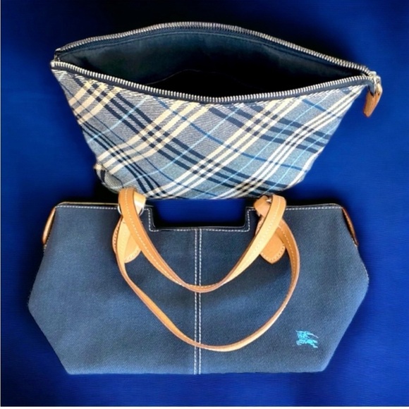 Burberry *Rare* Vintage Blue Label Two Way Tote Denim Nova Check $595 MSRP - Picture 5 of 7